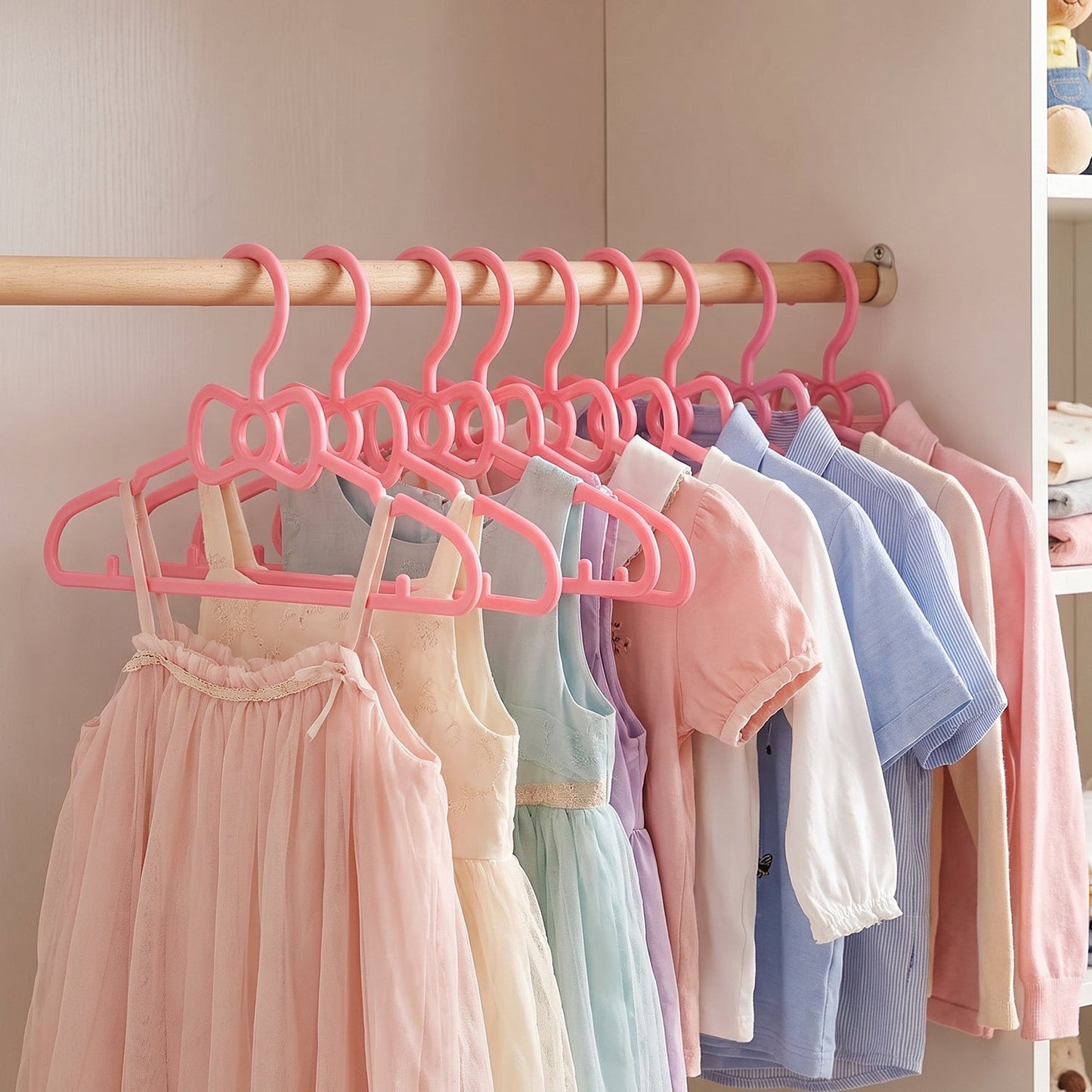 Kids Plastic Clothes Hangers Set, Cute Baby (10 Pcs Set)