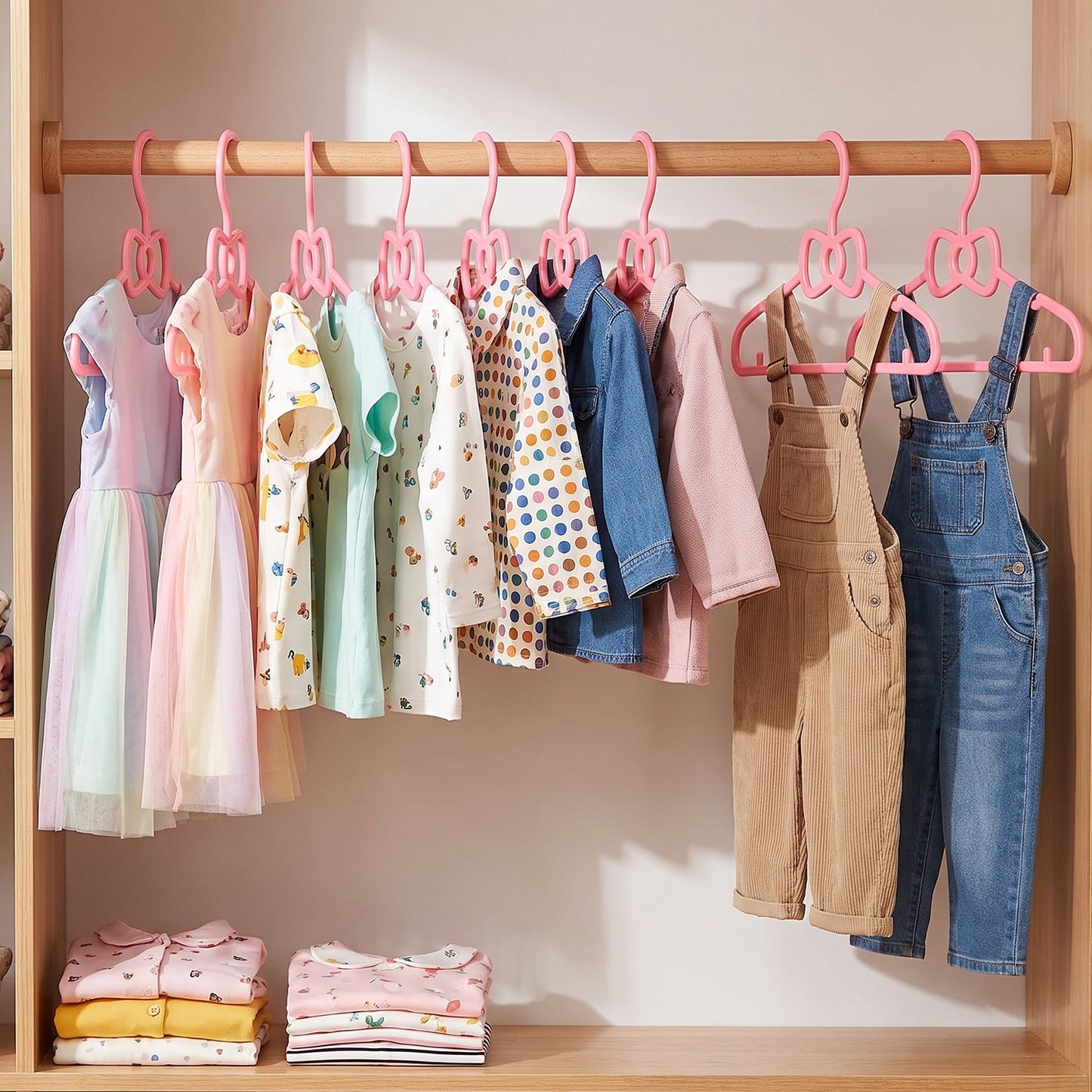 Kids Plastic Clothes Hangers Set, Cute Baby (10 Pcs Set)