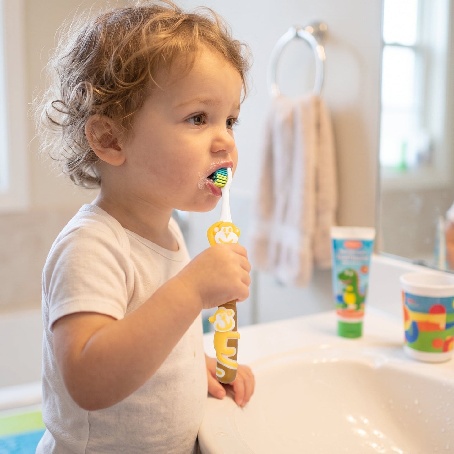 Kids Cartoon Toothbrush with Toy, Soft Bristle Children Brush (2 Pcs)