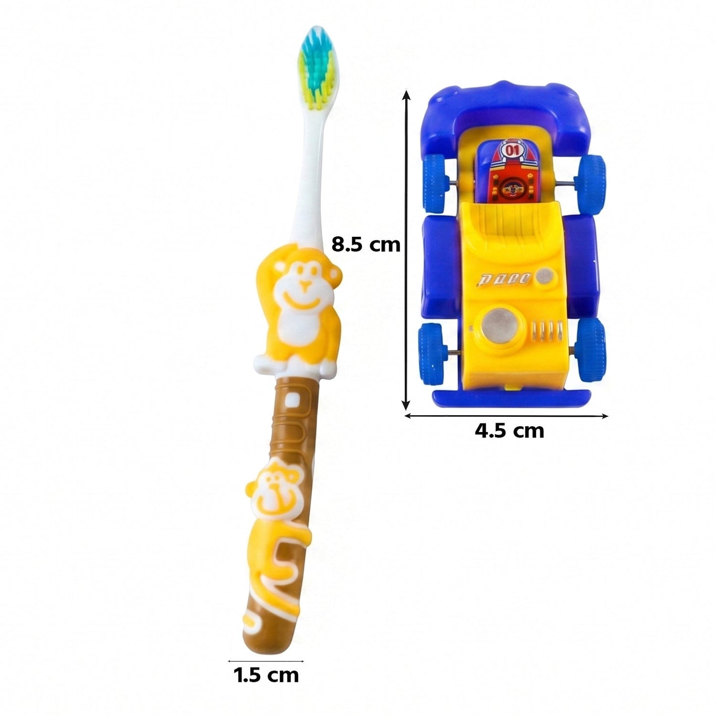 Kids Cartoon Toothbrush with Toy, Soft Bristle Children Brush (2 Pcs)