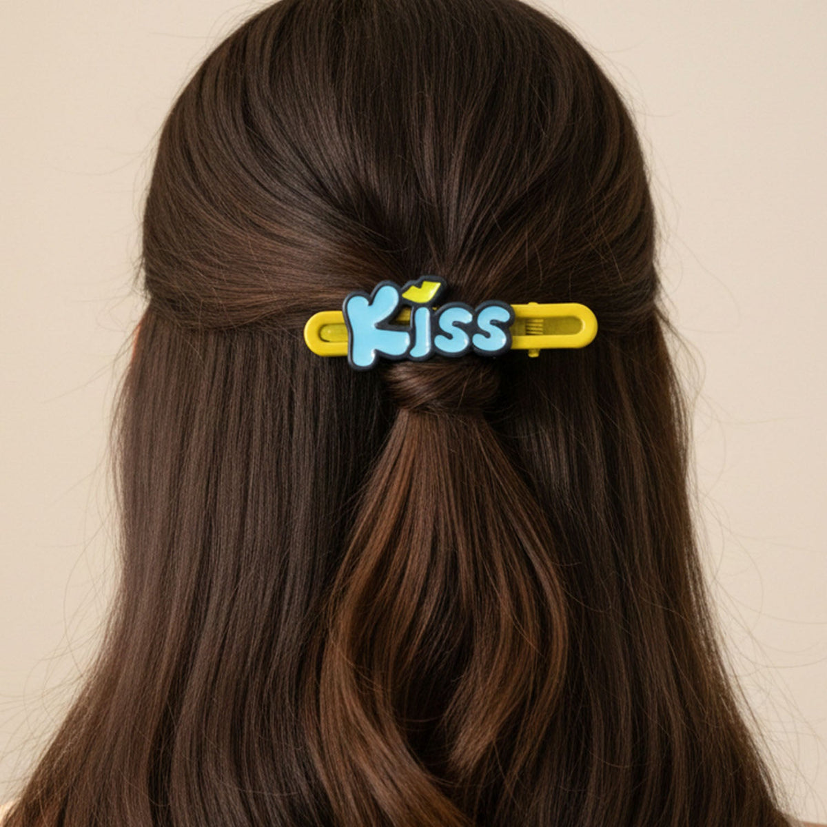 Kiss Text Hair Clip Set – Cute & Playful 2-Piece Snap Clips