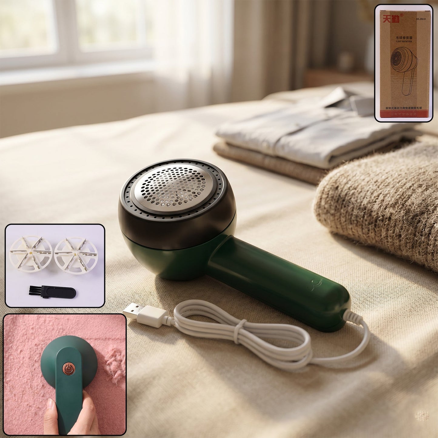 Travel-Ready Electric USB Lint Remover – Cordless Fabric