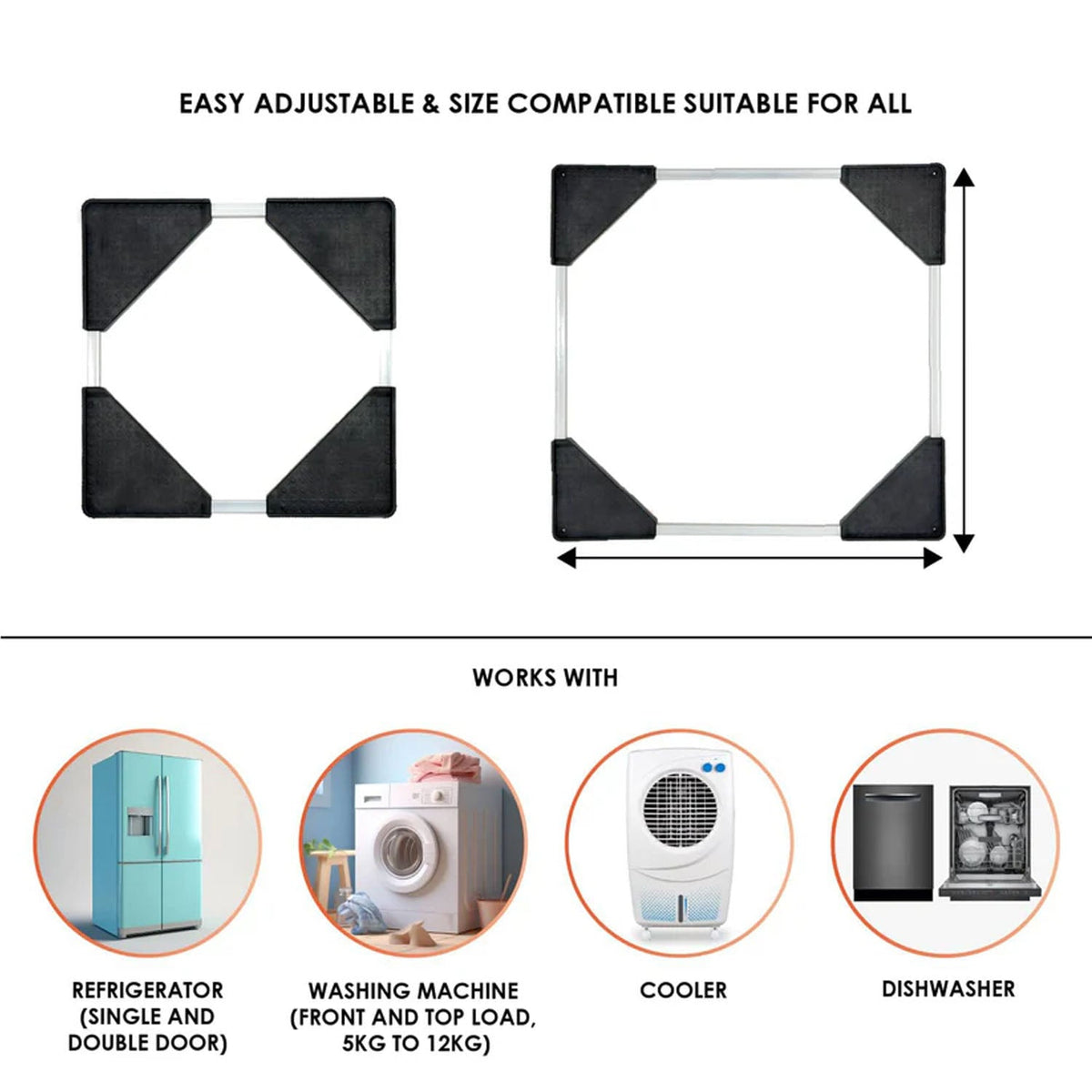 Heavy-Duty Adjustable Washing Machine Stand – Anti-Vibration