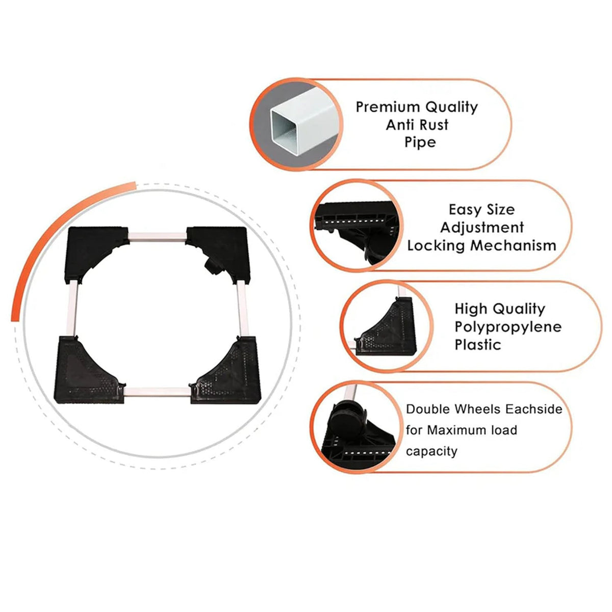 Heavy-Duty Adjustable Washing Machine Stand – Anti-Vibration