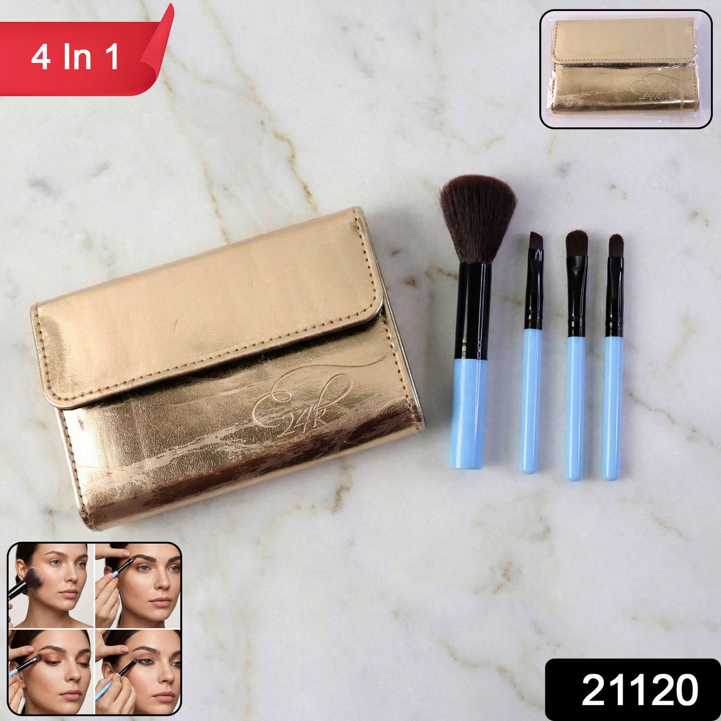 Professional Makeup Brush Set 4-in-1 for Face & Eyes