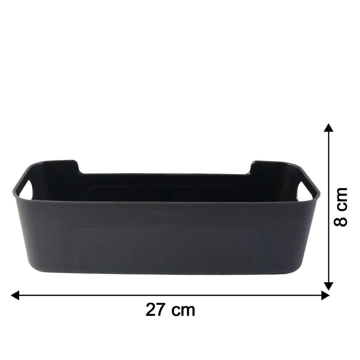 All-in-One Black Plastic Storage Basket Tray – 4-Piece