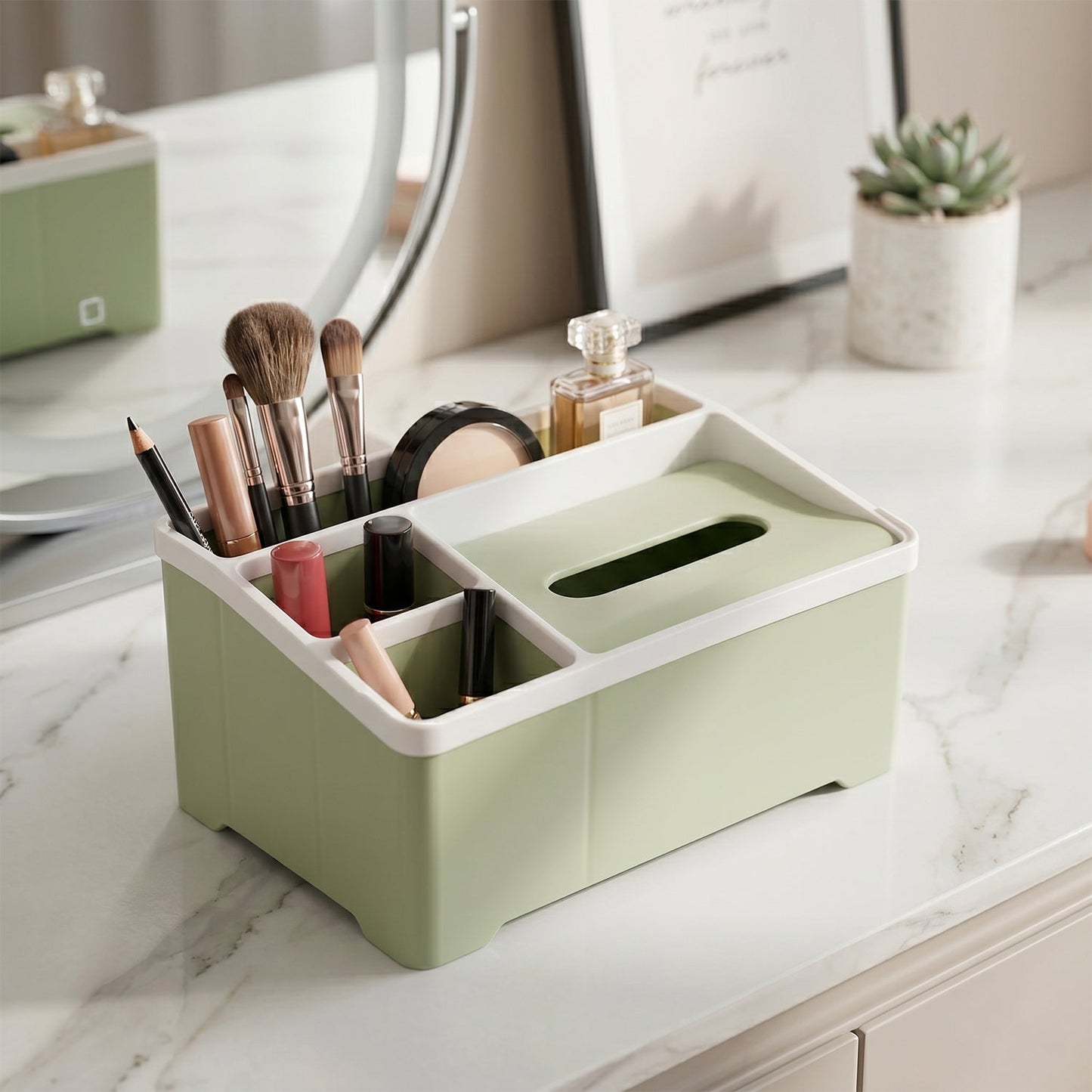 All-in-One Plastic Organizer Box – Neat Storage with Tissue