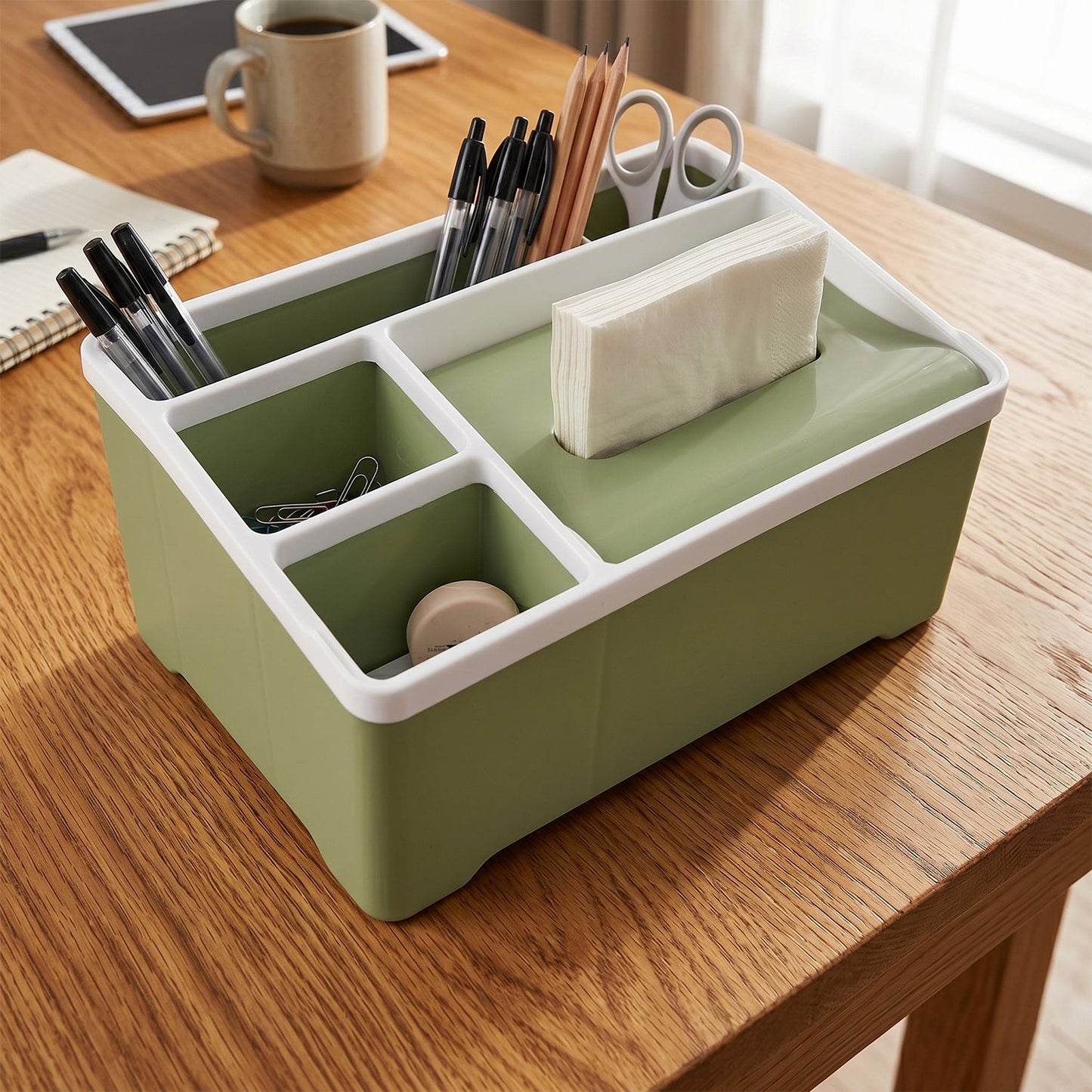 All-in-One Plastic Organizer Box – Neat Storage with Tissue