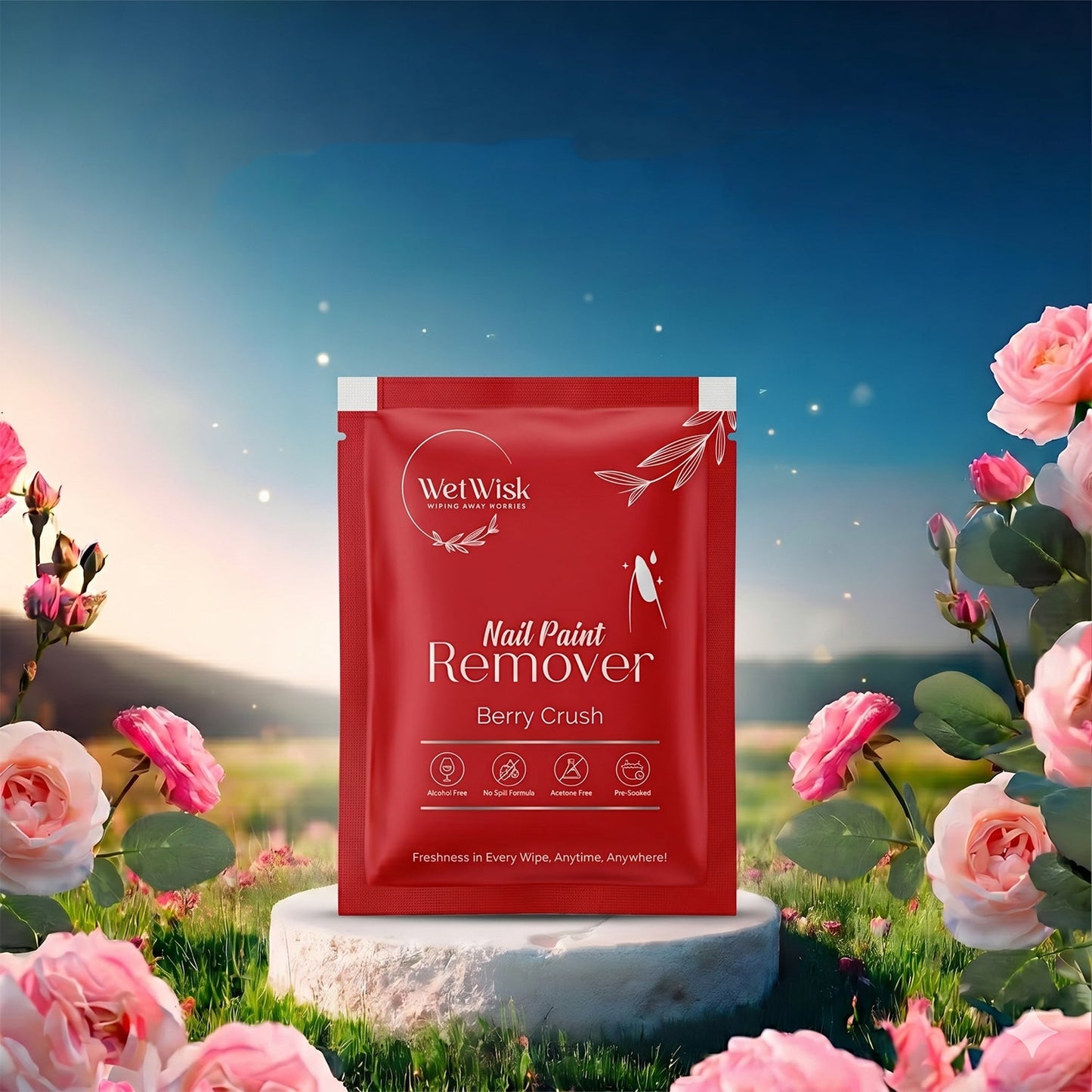 Wetwisk Nail Paint Remover Wet Wipes – Acetone-Free & Gentle