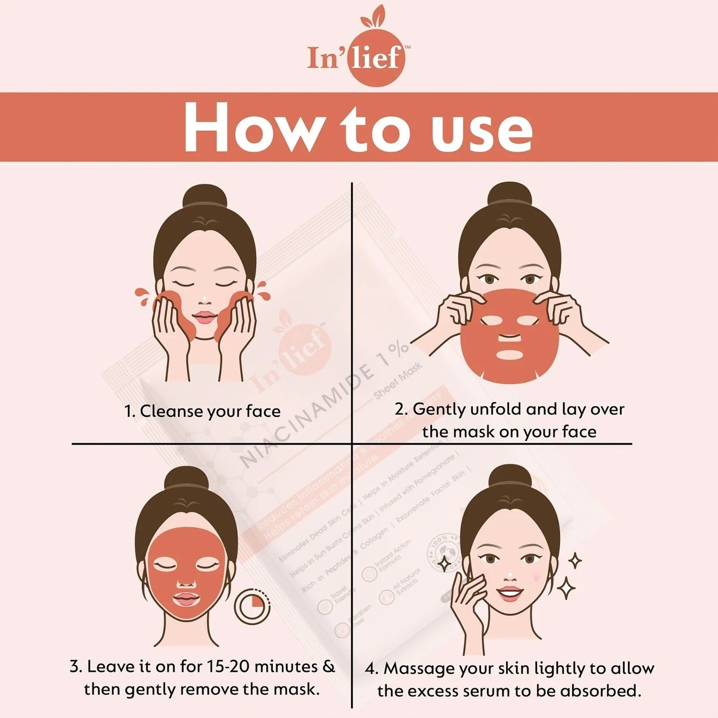 Niacinamide 1% Hydrating Facial Sheet Mask – Soothes & Calms Skin