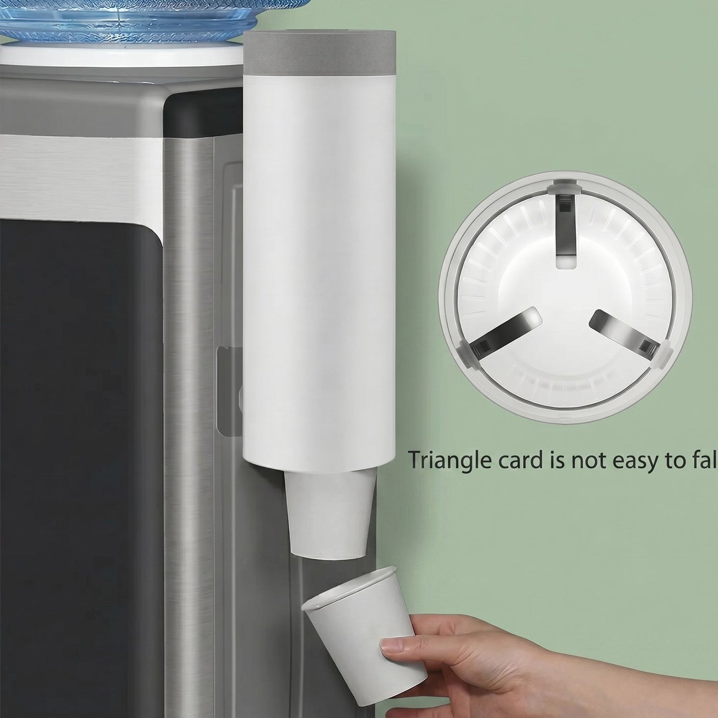 Easy refill wall mounted paper cup holder for busy environments