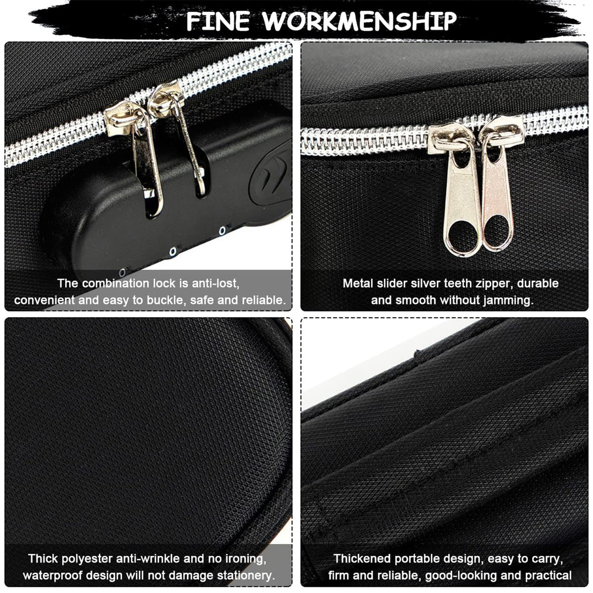 4 Layer Zipper Stationery Pouch Pencil Case with Combination Lock for Students - view 3