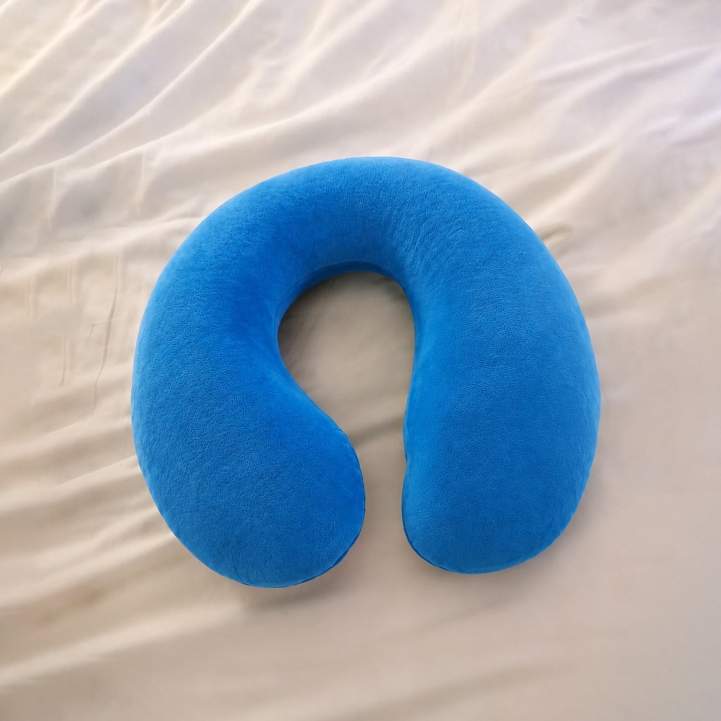 U Shaped Soft Neck Pillow Blue Travel Pillow Head Neck Support (1 Pc)