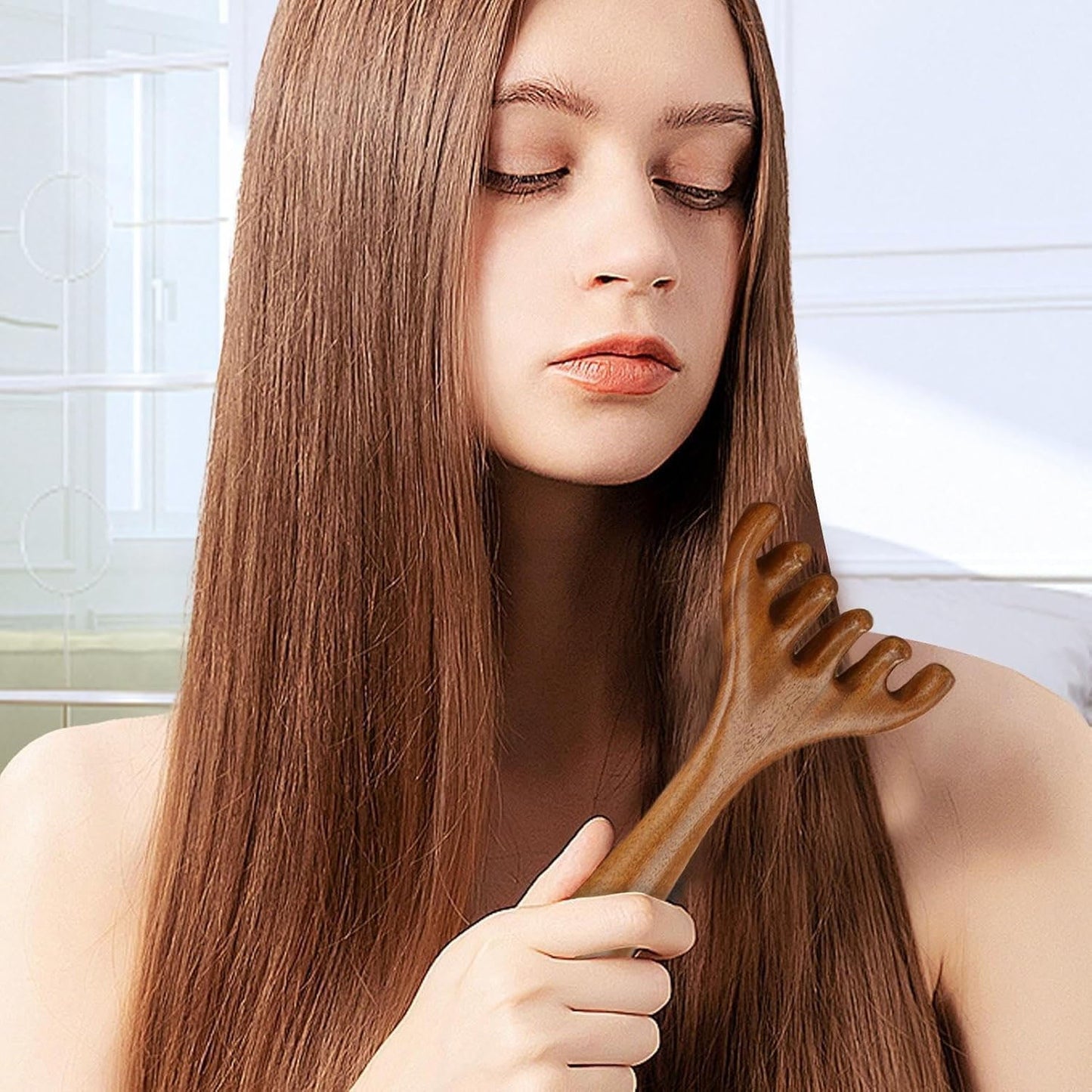 Wooden Head & Neck Scalp Massager – Handheld Stress Relief Tool