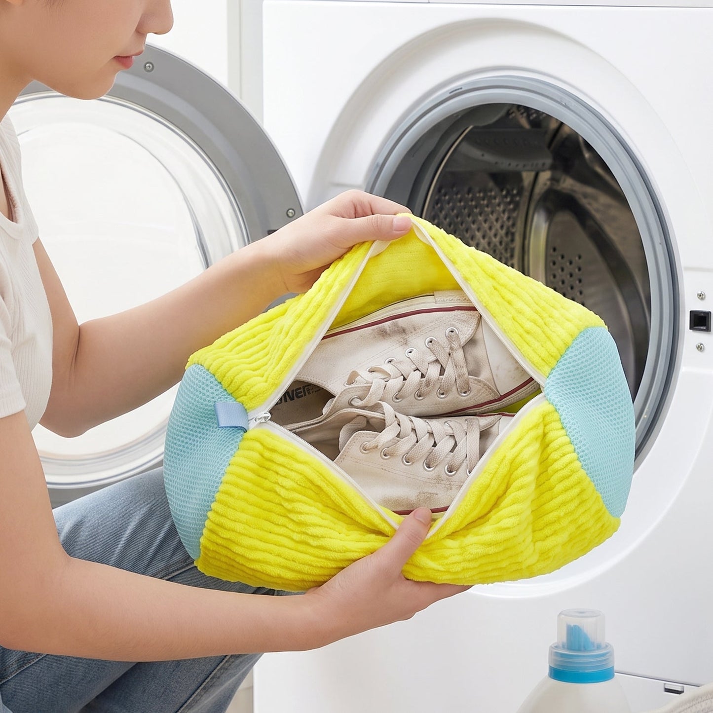 Shoe Laundry Wash Bag with 2 Shoe Support for Washing