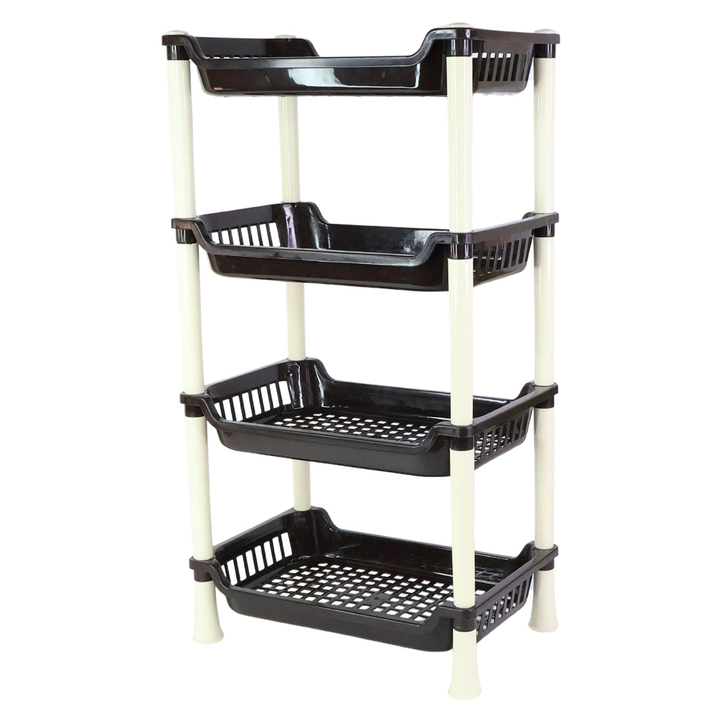 All-in-One Plastic Storage Rack – 4-Layer Organizer