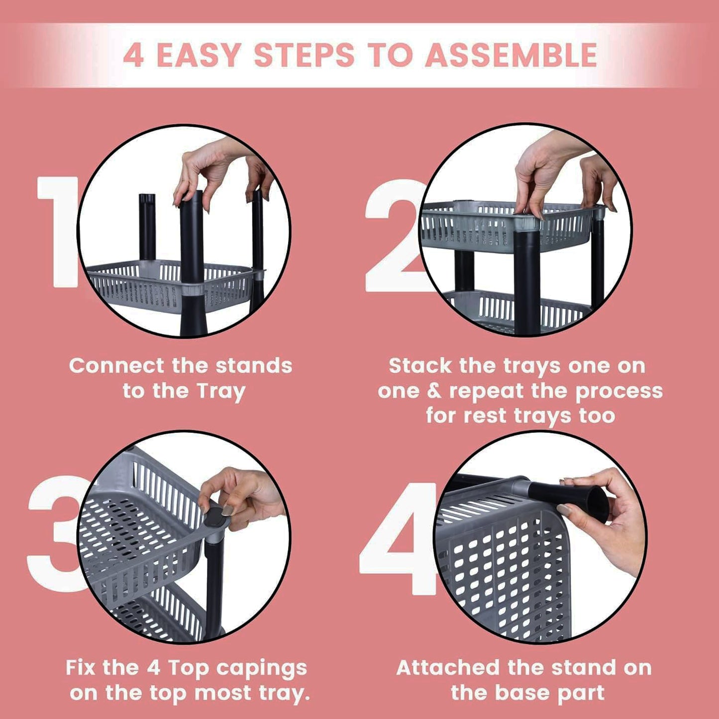 All-in-One Plastic Storage Rack – 4-Layer Organizer