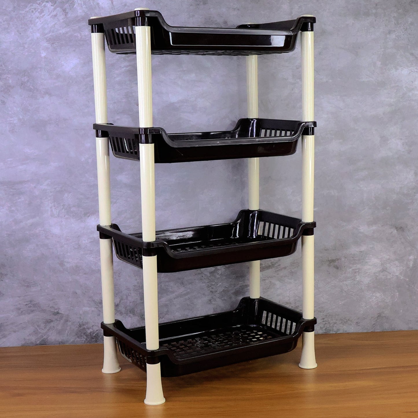 All-in-One Plastic Storage Rack – 4-Layer Organizer