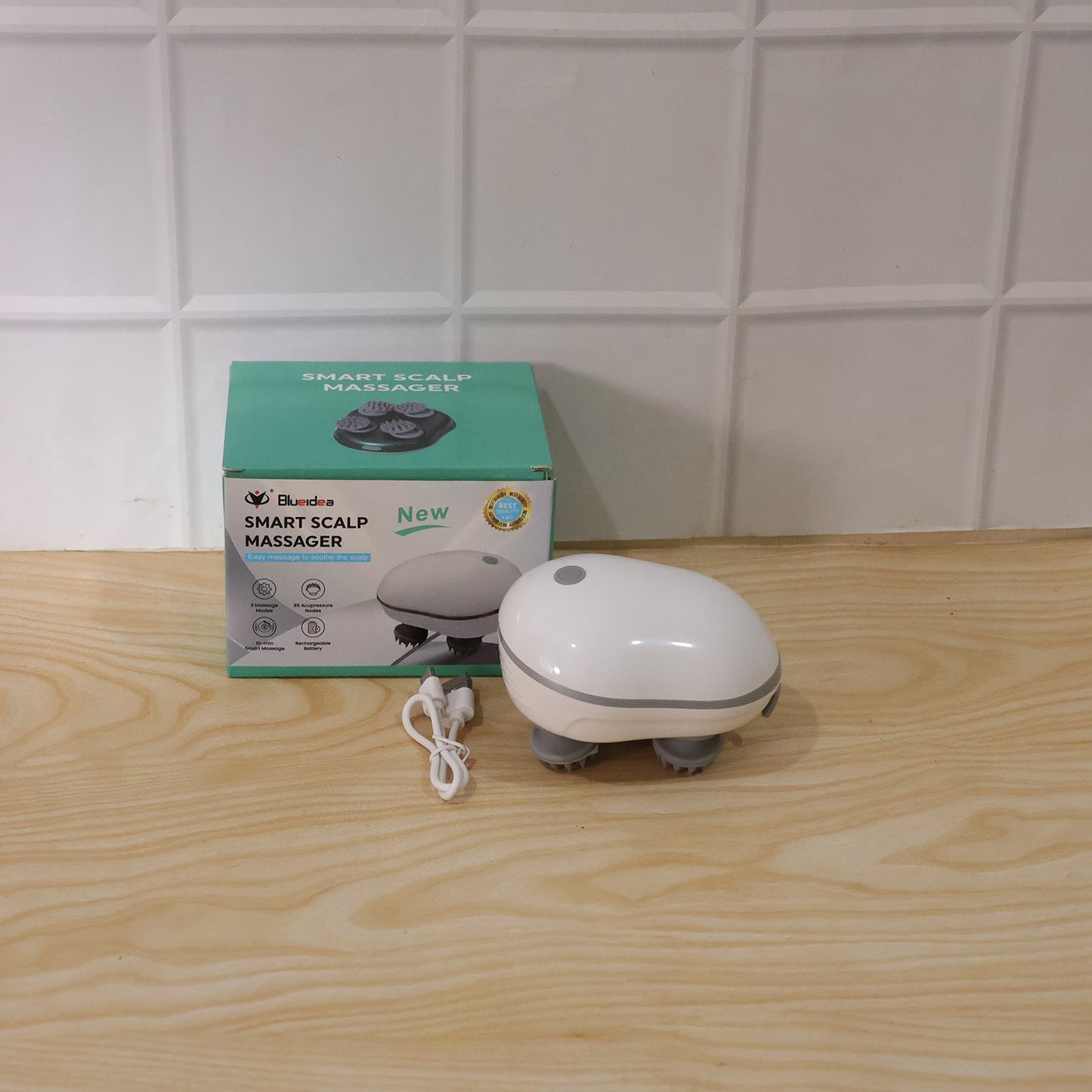 Electric Scalp Massager – Portable USB Rechargeable with 4 Heads