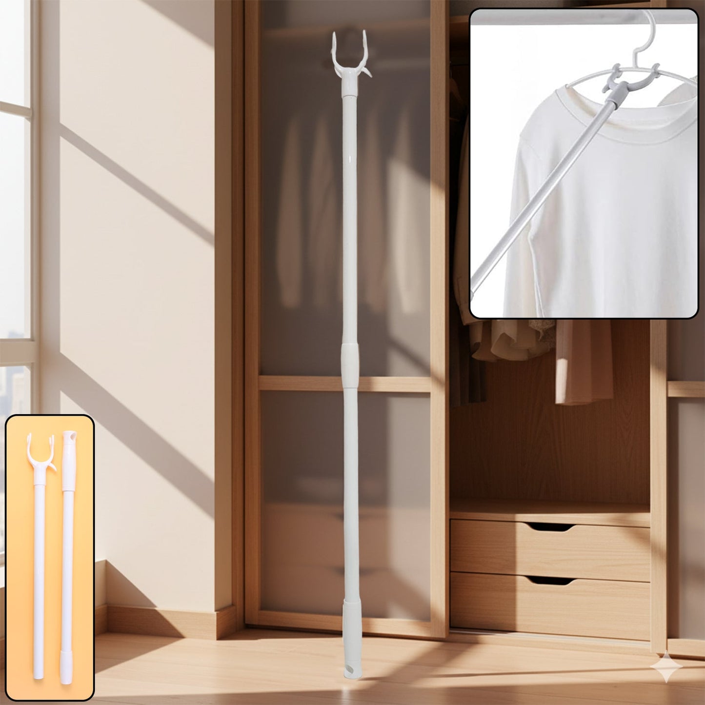 Long Reach Clothes Hook Rod – cm for Easy Access