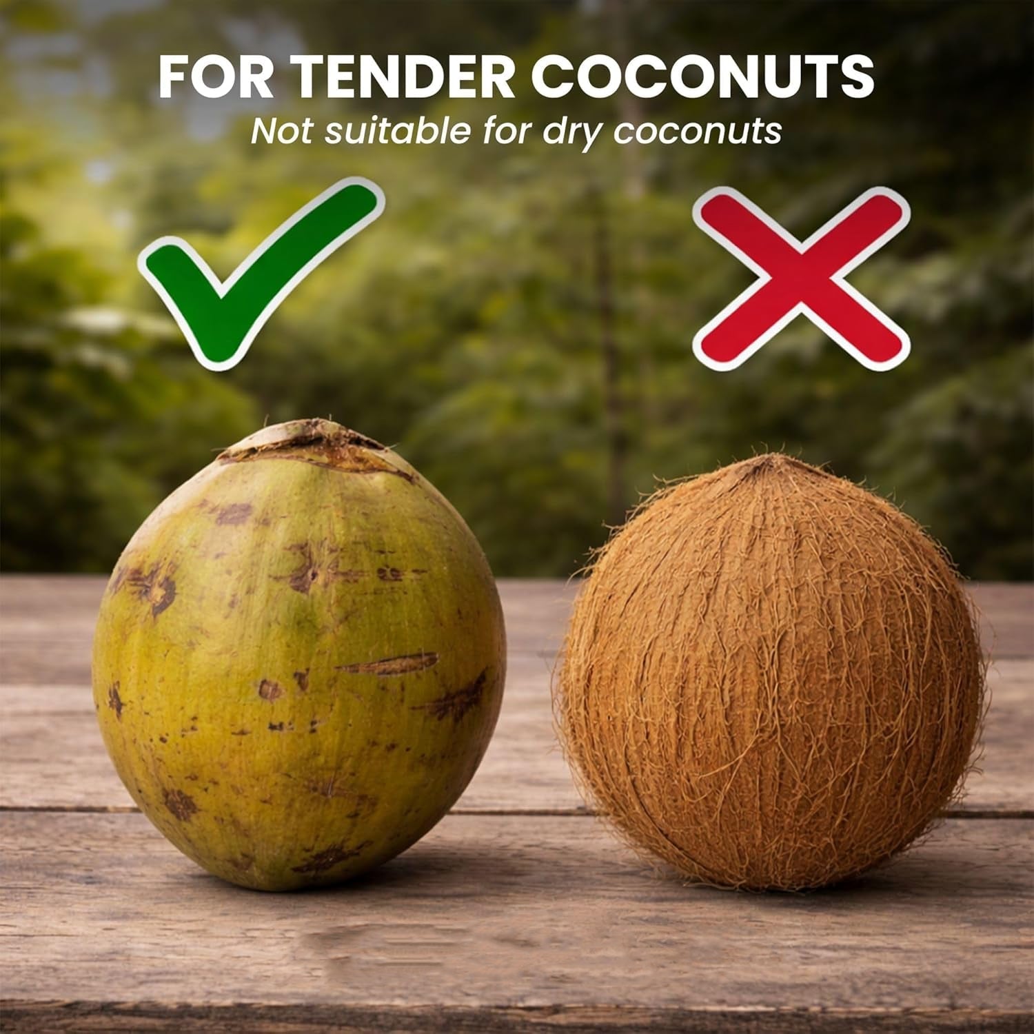 Angled view of stainless steel coconut opener with T-shaped handle