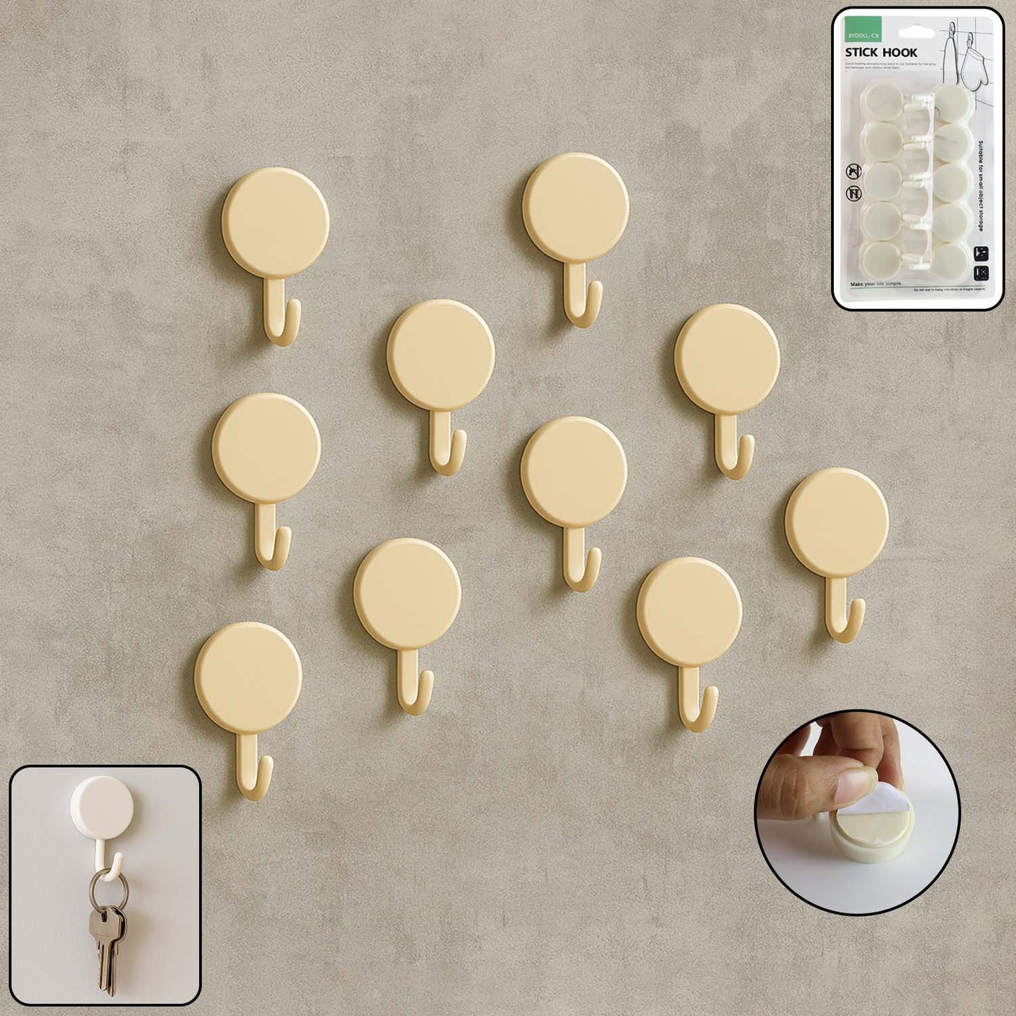 Self Adhesive Wall Hooks – No Drill, Strong Hold 10 Pack