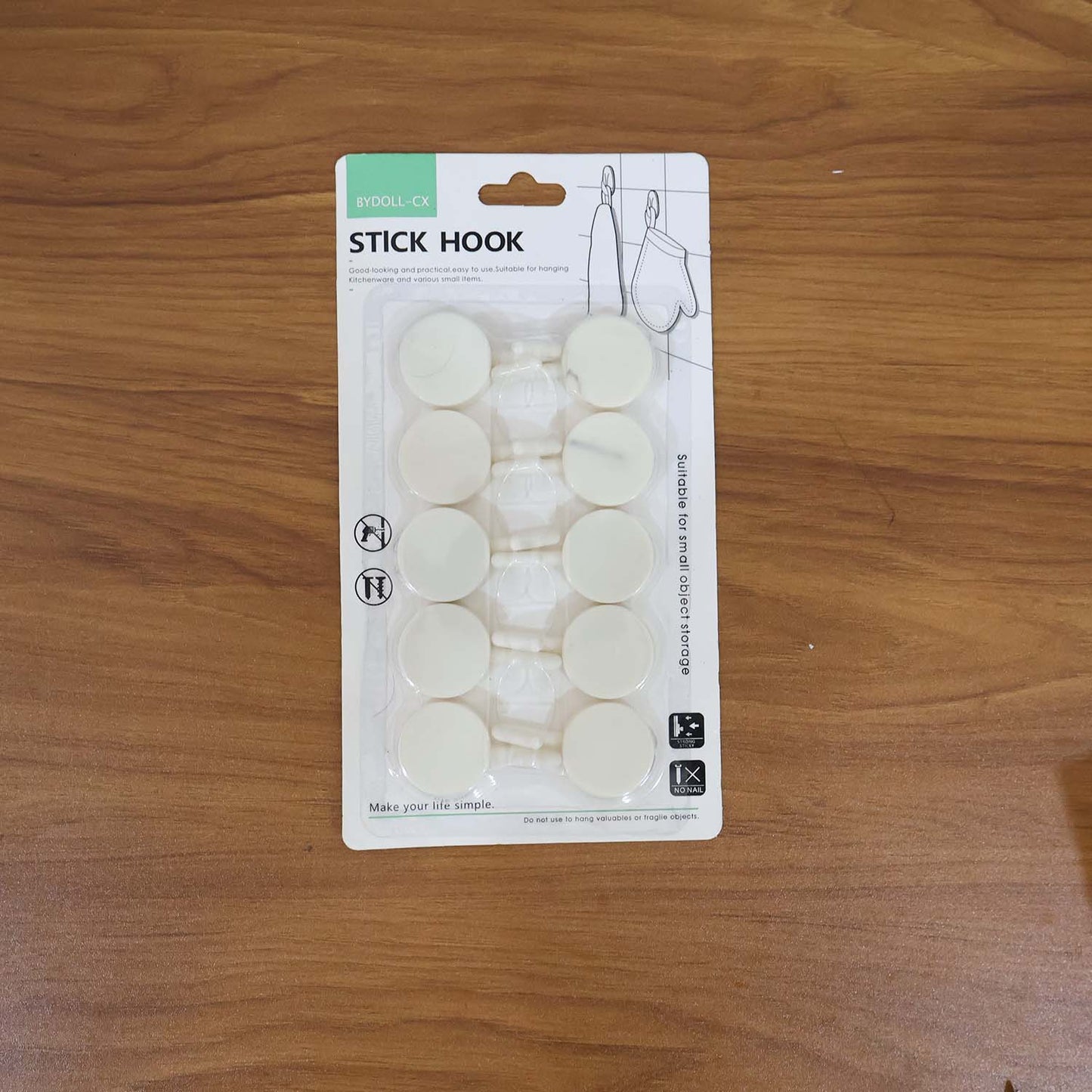 Self Adhesive Wall Hooks – No Drill, Strong Hold 10 Pack