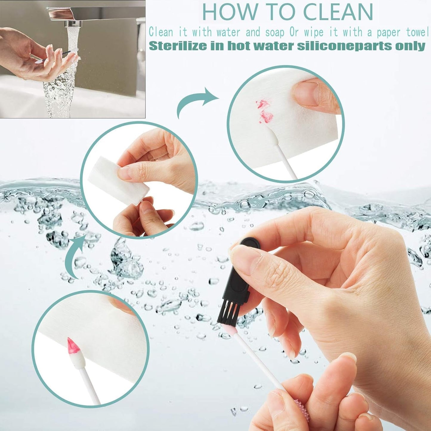 Reusable Silicone Cotton Swab Set with Mirror Case Washable Ear Buds (1 Set)