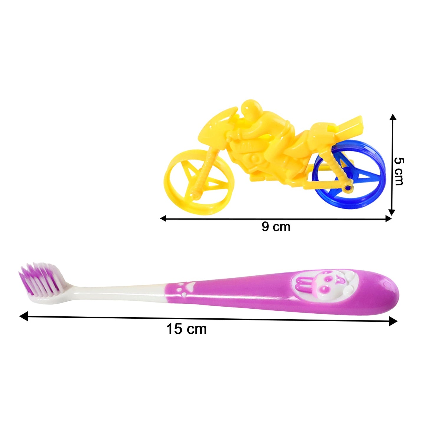 Kids Toothbrush – Panda Design with Fun Motorcycle Toy Set