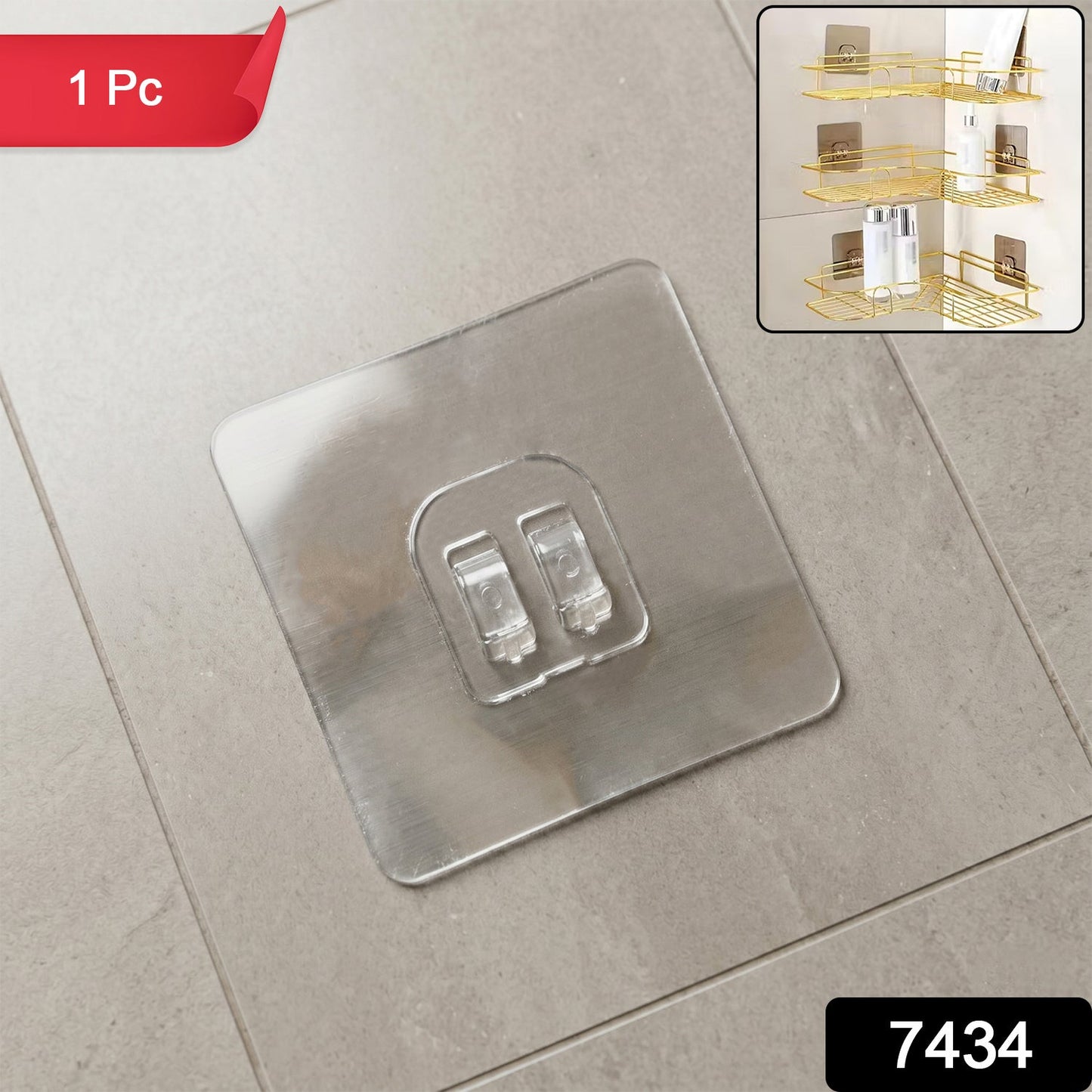 Heavy-Duty Adhesive Wall Hook – Transparent - main product view