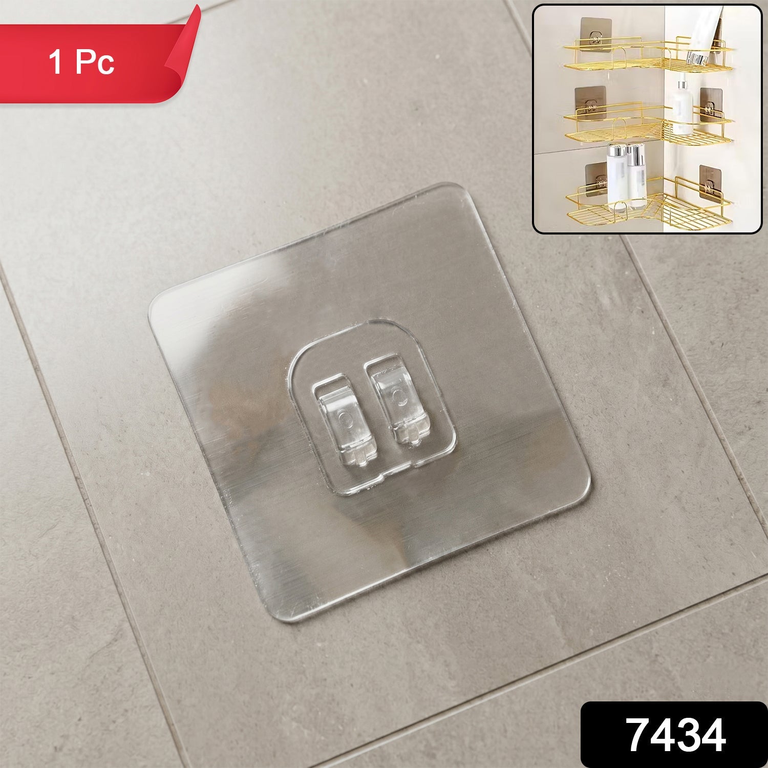 Heavy-Duty Adhesive Wall Hook – Transparent - main product view