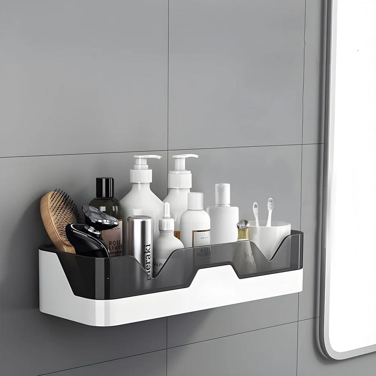 Stay Organized Adhesive Plastic Storage Shelf – Wall Mounted