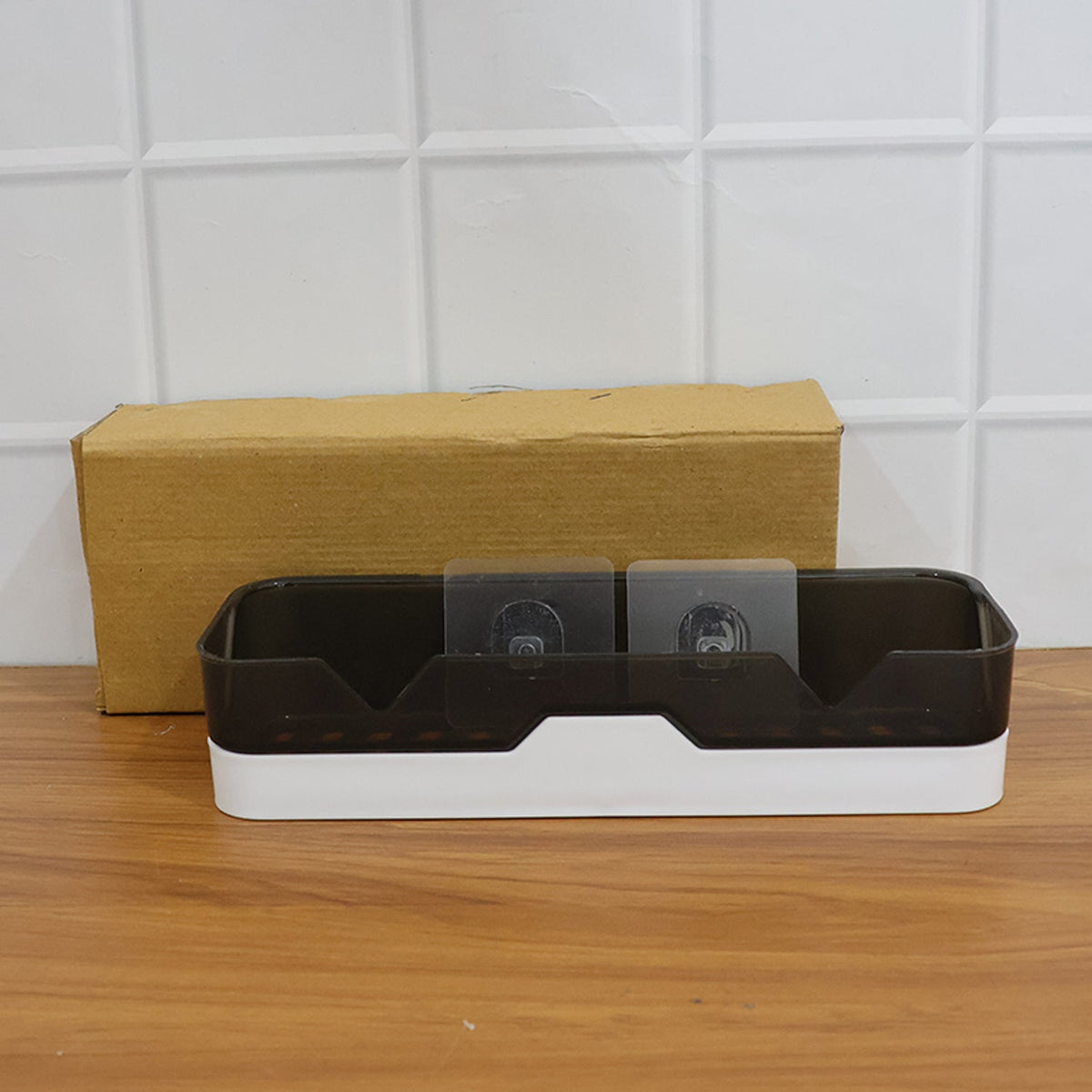 Stay Organized Adhesive Plastic Storage Shelf – Wall Mounted