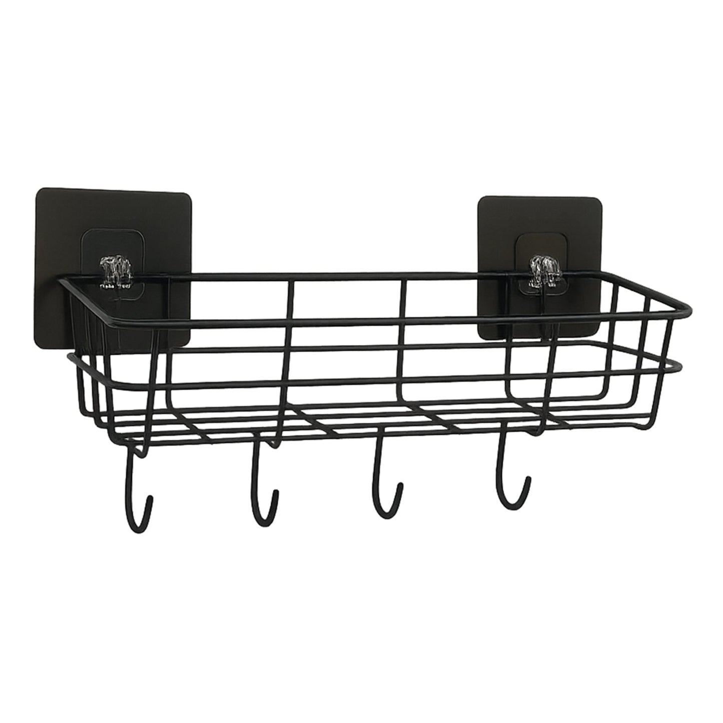 Stay Organized Self-Adhesive Wall Storage Baskets with Hooks