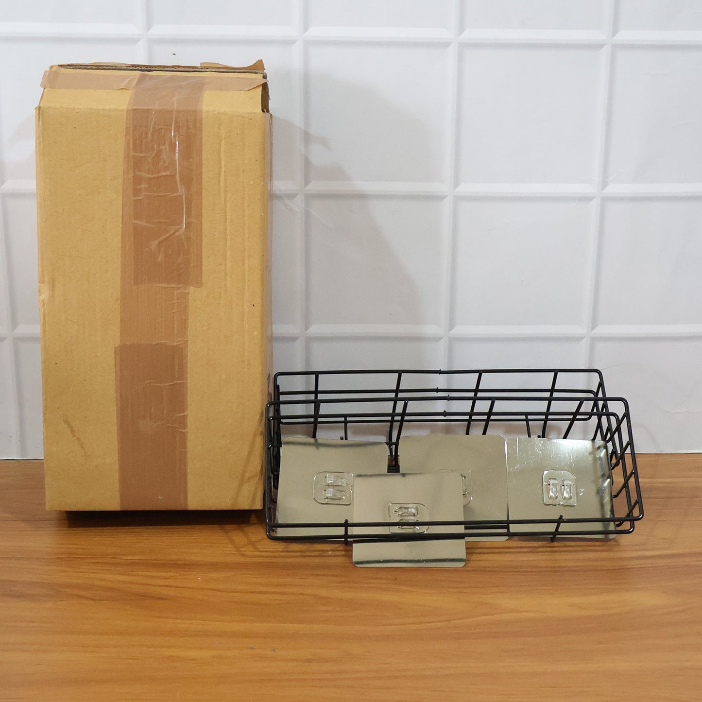 Stay Organized Self-Adhesive Wall Storage Baskets with Hooks