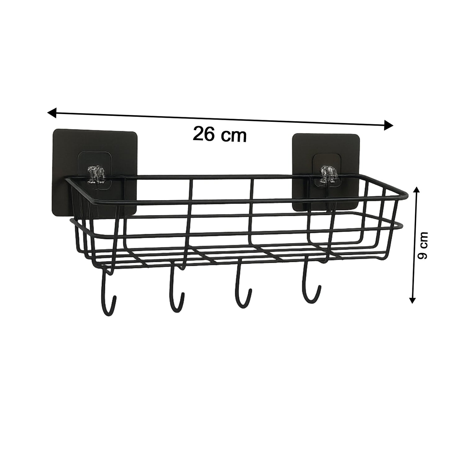 Stay Organized Self-Adhesive Wall Storage Baskets with Hooks