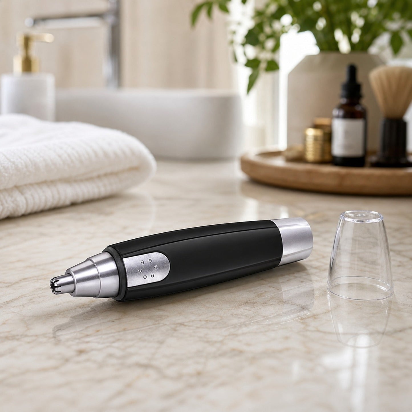 Ear & Nose Hair Trimmer – Painless, Battery-Operated | Calm & Curl