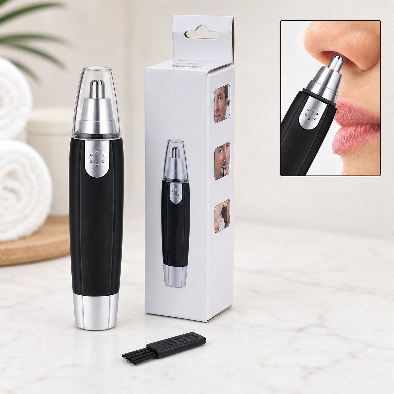 Ear & Nose Hair Trimmer – Painless, Battery-Operated | Calm & Curl