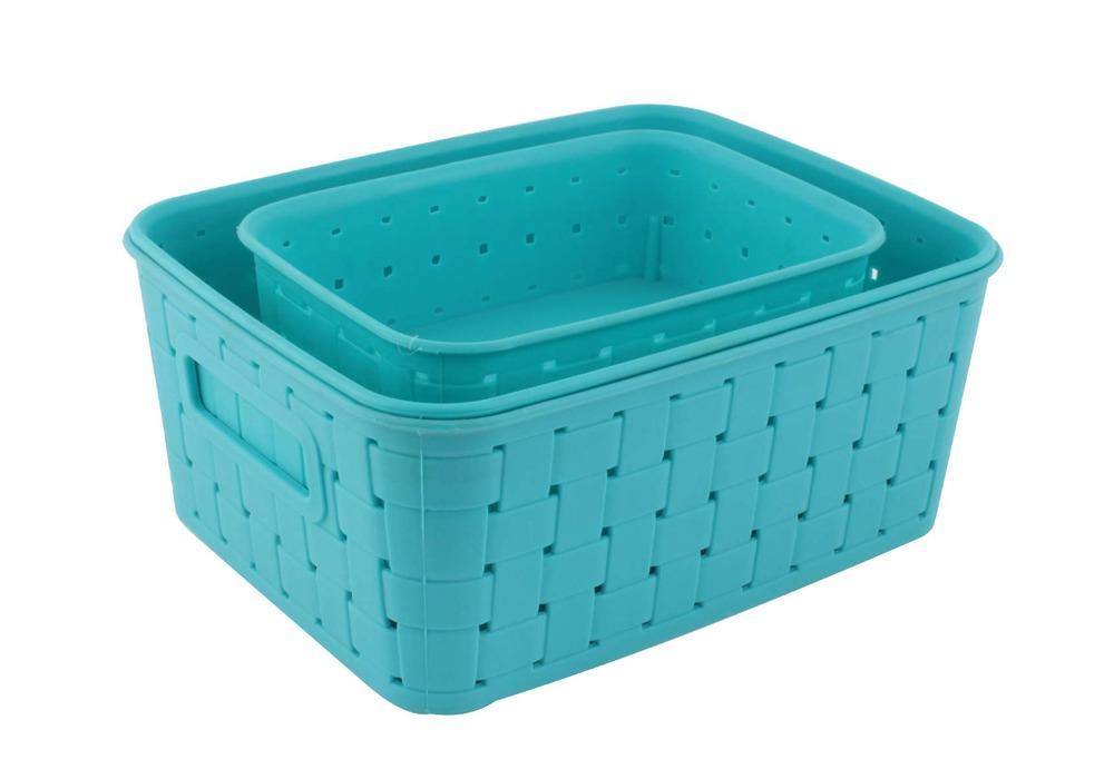 Stay Organized Storage Baskets Set – Food-Grade Plastic, Sky