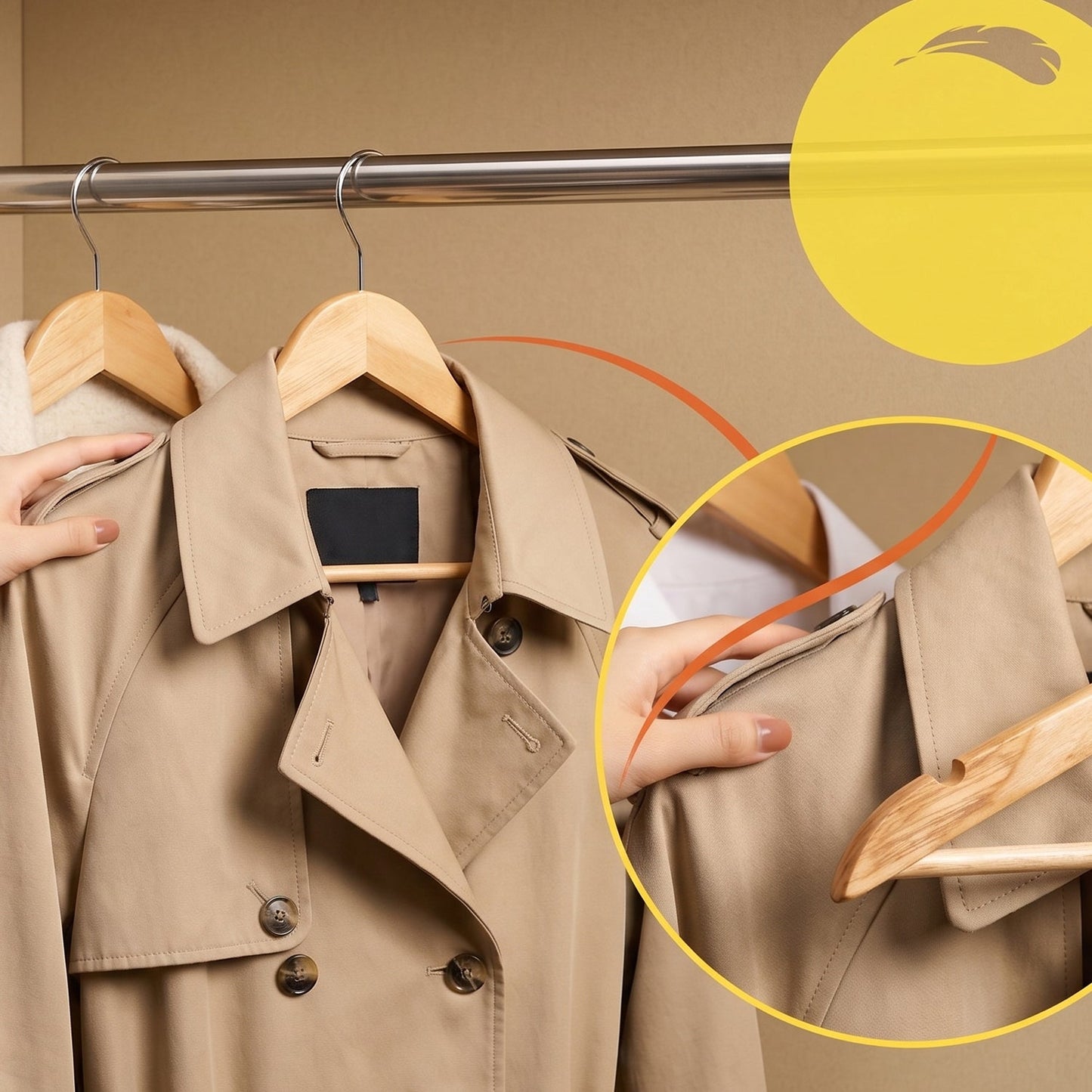 Premium-Finish Wooden Cloth Hanger Garment Coat (1 Pc)