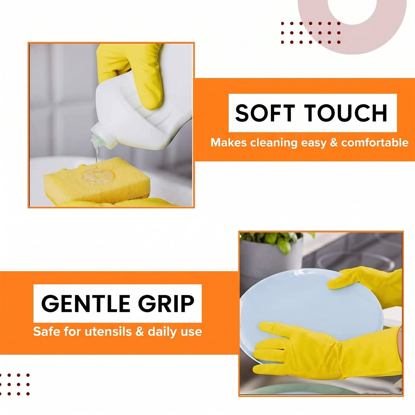 Reusable Waterproof Cleaning Rubber Gloves – Durable