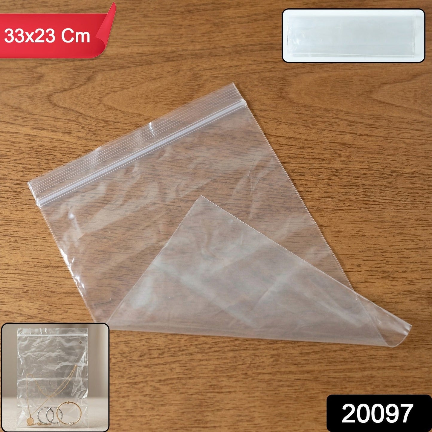 All-in-One Plastic Zip Lock Bag – Reusable 33x23 cm