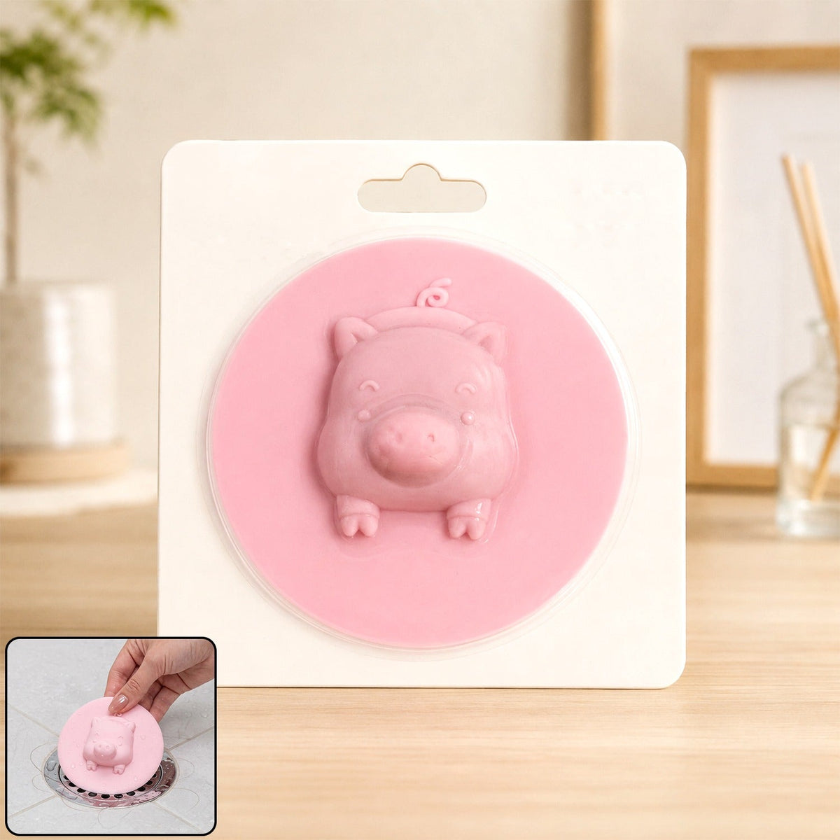 Silicone Floor Drain Cover - Cute Pig Design - Anti-Odor & Pest Block - view 1
