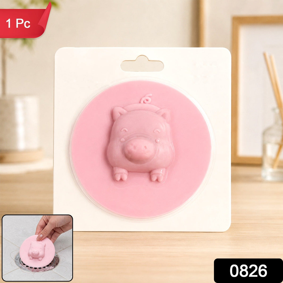 Silicone Floor Drain Cover - Cute Pig Design - Anti-Odor & Pest Block - view 2