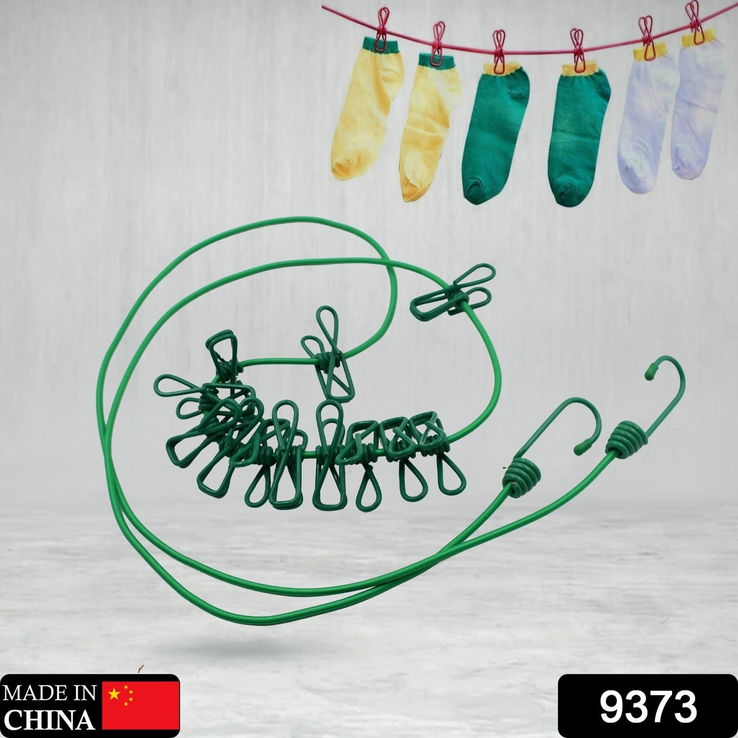 Travel-Ready Clothes Drying Rope – Elastic with 12 Clips