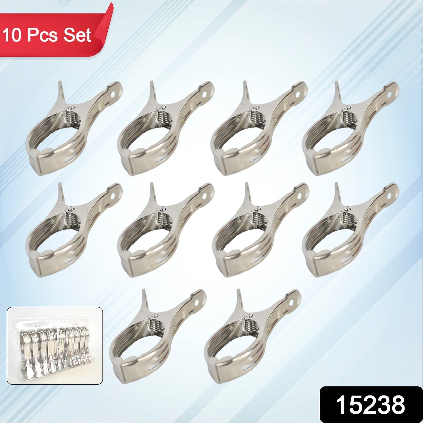 Stainless Steel Clothespins – Windproof, Durable (10 Pcs) - main product view