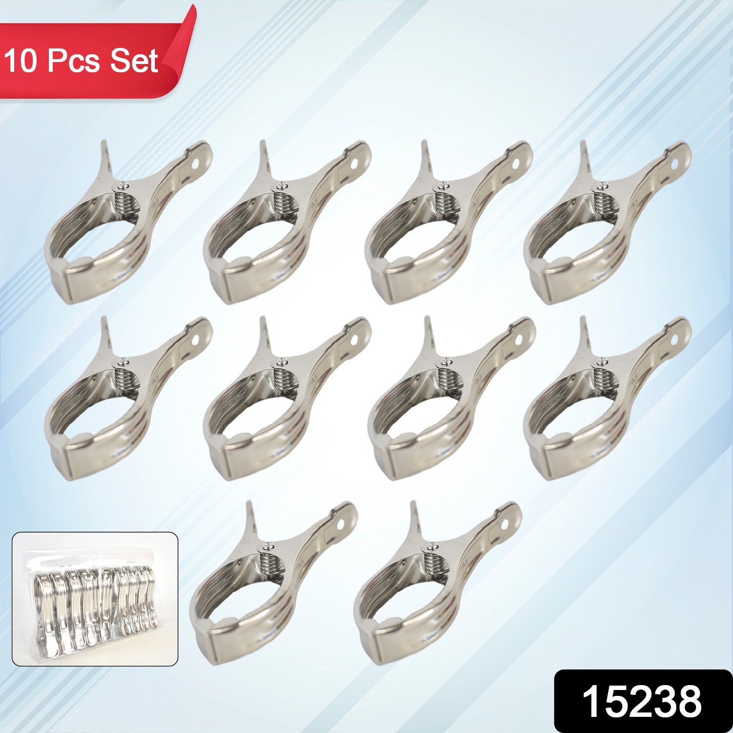 Stainless Steel Clothespins – Windproof, Durable (10 Pcs) - main product view