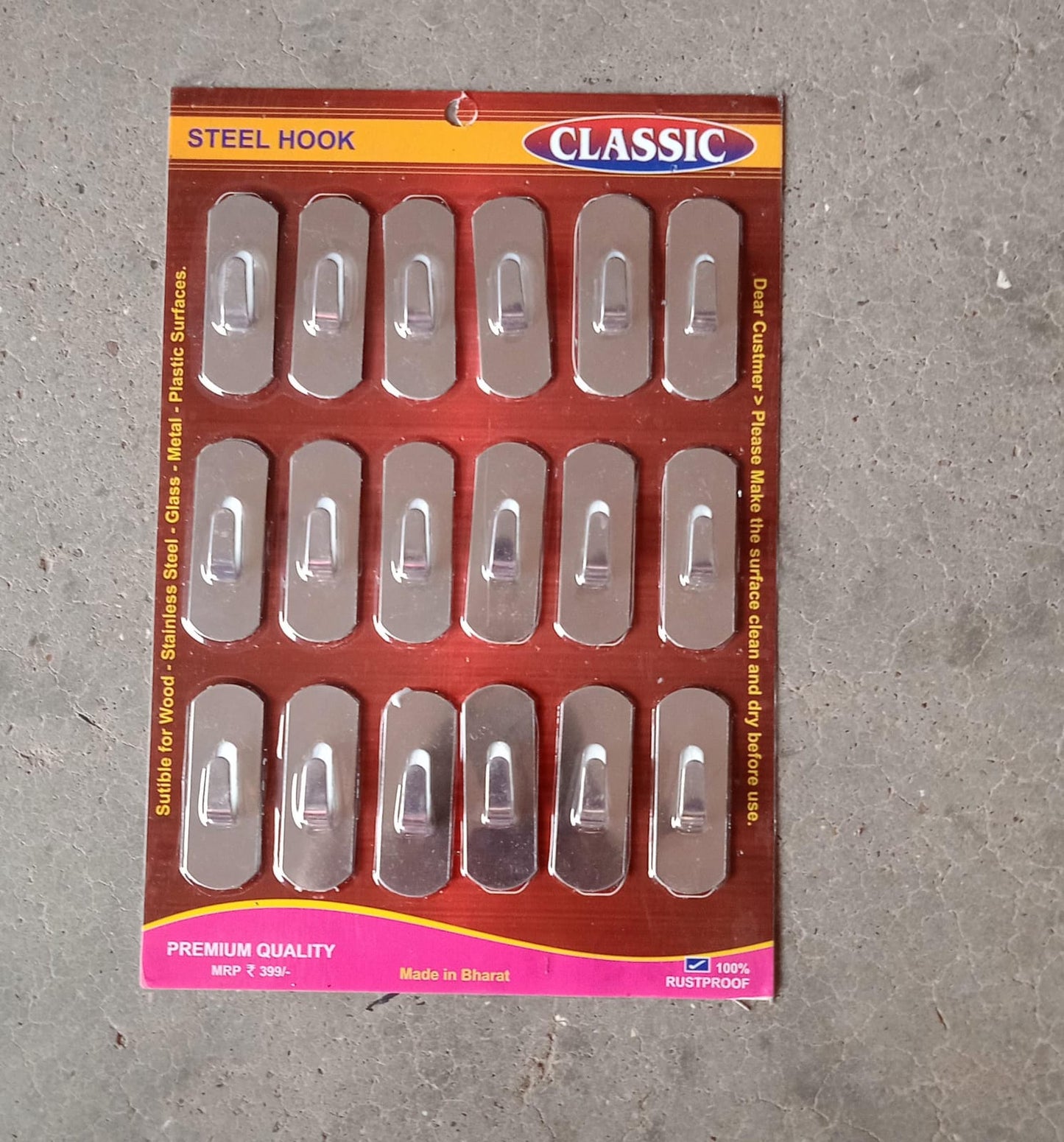 Stainless Steel Wall Hooks – Pc Self-Adhesive Set