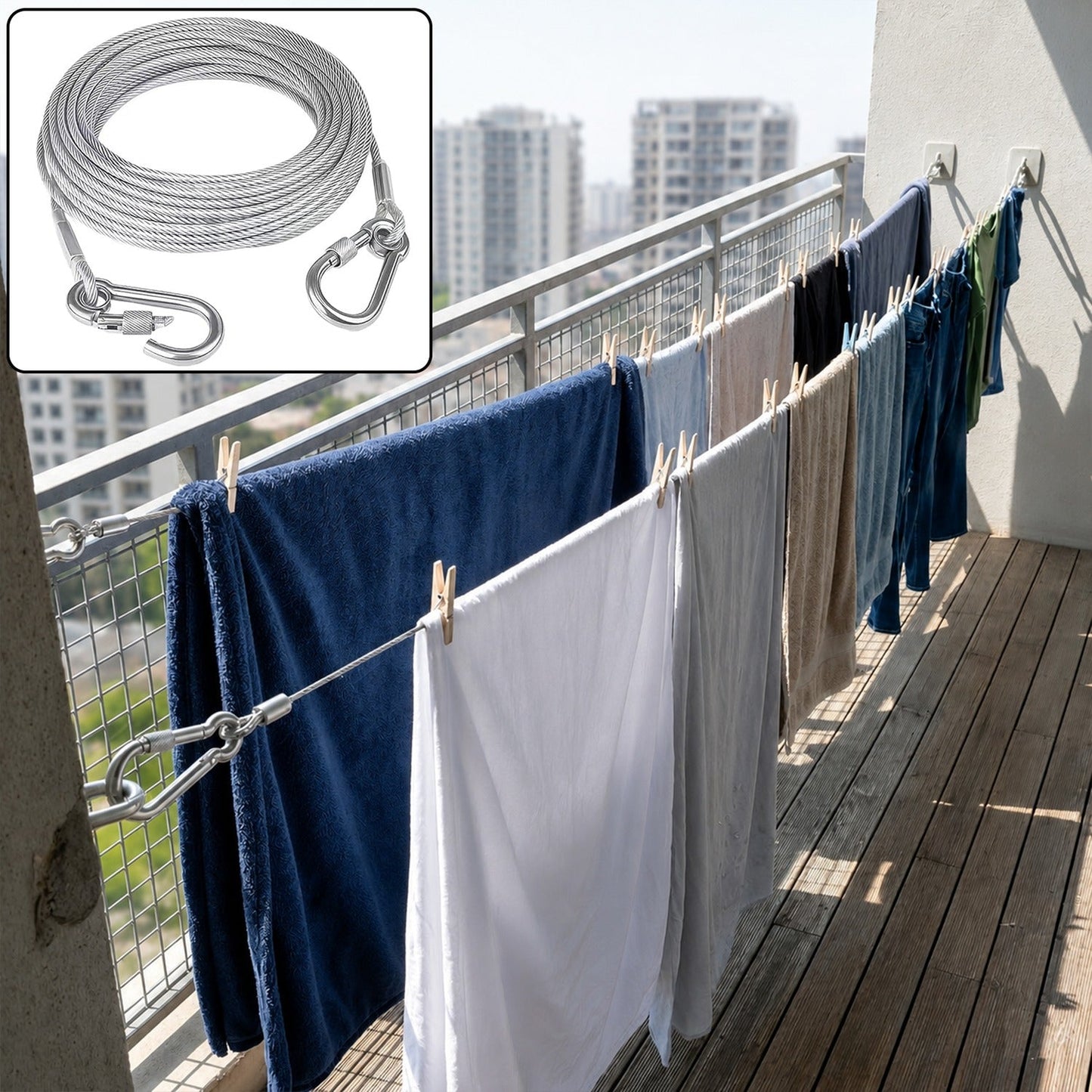 Heavy-Duty Steel Clothesline – Meter Wire Rope