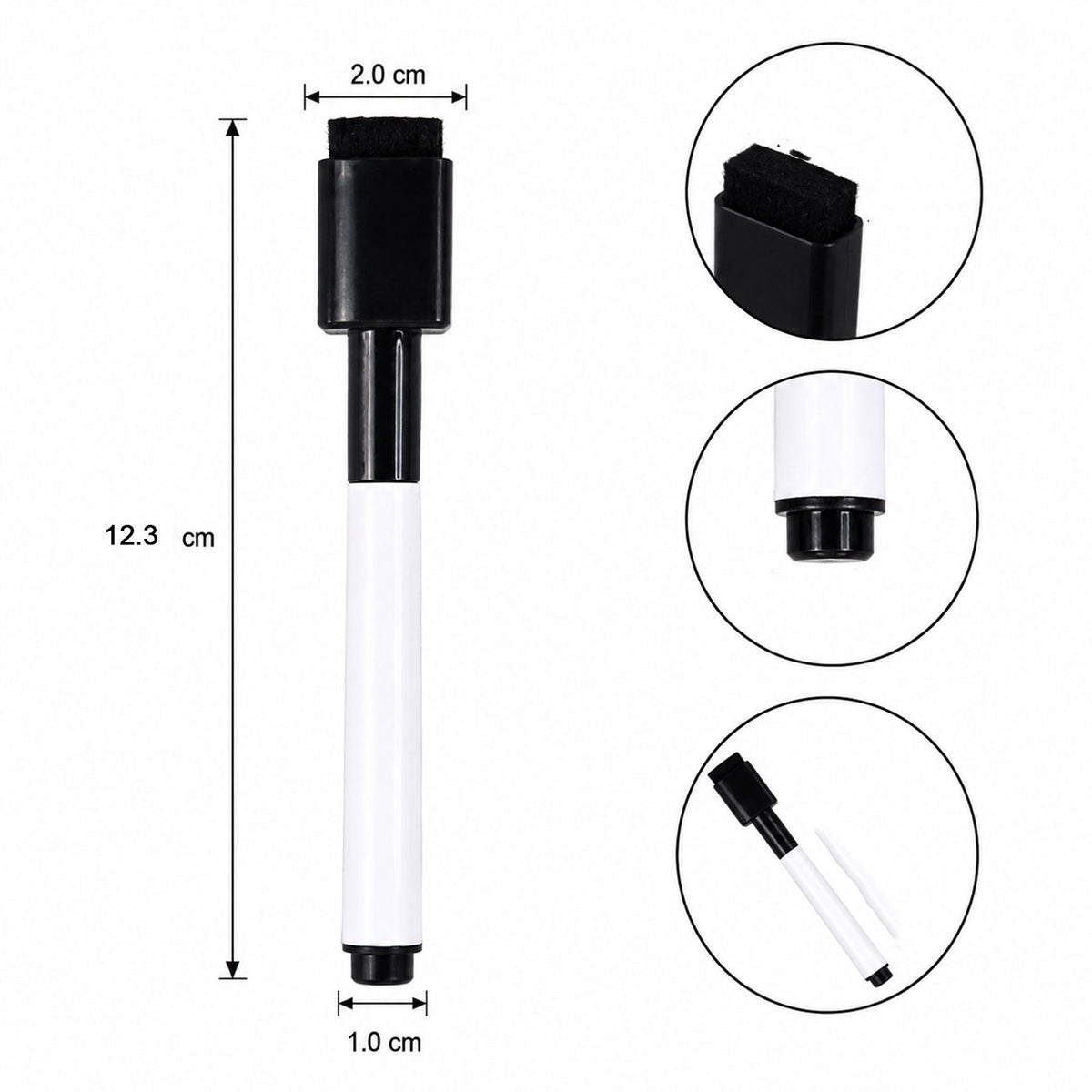 Open whiteboard marker with eraser cap attached on the end